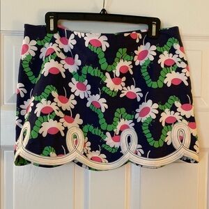 Lilly Pulitzer Pink and Blue Embellished Skater Mini Skirt